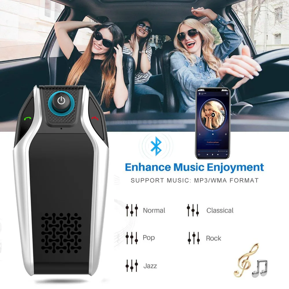JINSERTA Bluetooth автомобильный комплект громкой связи беспроводной динамик телефон MP3