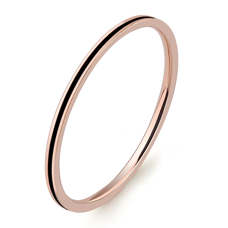 Innopes, винтажные маленькие кольца, двойное кольцо для женщин, нержавеющая сталь, черное тонкое кольцо, минималистичный стиль, кольца - Цвет основного камня: 190085RB