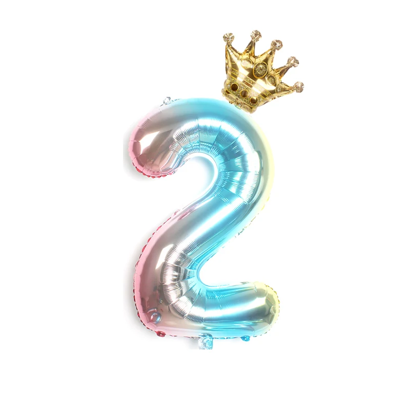 2 шт. 32 дюймов Радуга Количество воздушных шаров 1 год украшения для вечеринки в честь Дня рождения цифровая Фольга шар для маленьких мальчиков или девочек Globos