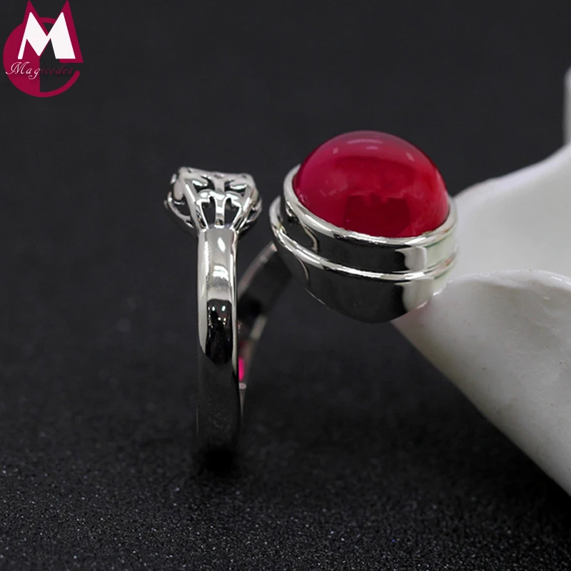 NEW 100 925 Sterling Silver Ring For Women Trendy Red Jade Wedding