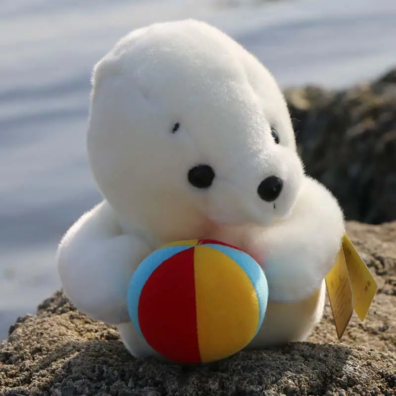 lovely plush high quality seal toy plush white seal with a colourful