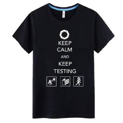Хлопок,, футболка с принтом игры «портал 2», топы с короткими рукавами, футболки для подростков, футболка с аниме - Цвет: As picture