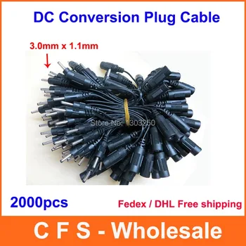 

2000pcs 3.0mm x 1.1mm Male Plug to 5.5mm x 2.1mm female socket DC Power Adapter cable jack Conversion Plug Free Shipping