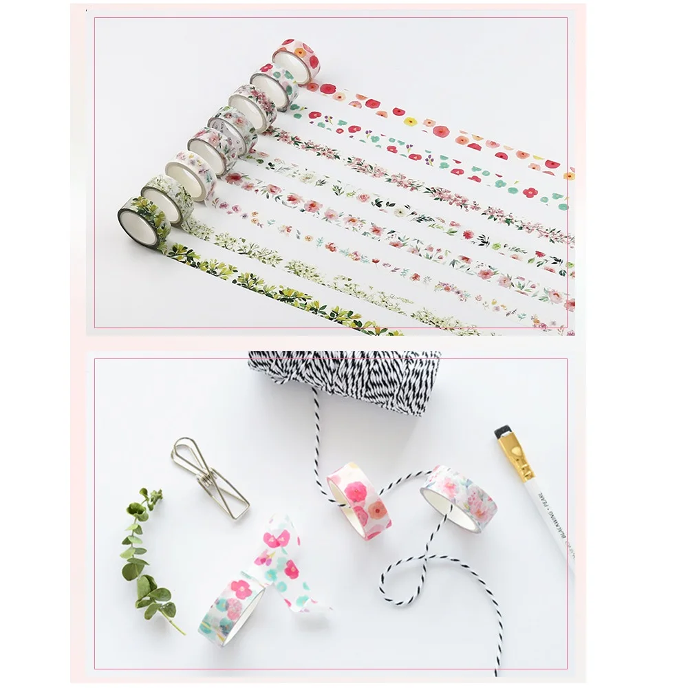 

8 pcs Vintage flower washi tape set Plum Rose color masking tapes decoration stickers scrapbooking ablum diary Stationery A6016