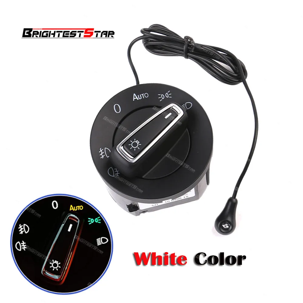 

White Golf MK7 Modified AUTO Headlight Switch Knob Built in Light Sensor Module Chrome For VW Glof MK7 2013 2014 2015 2016