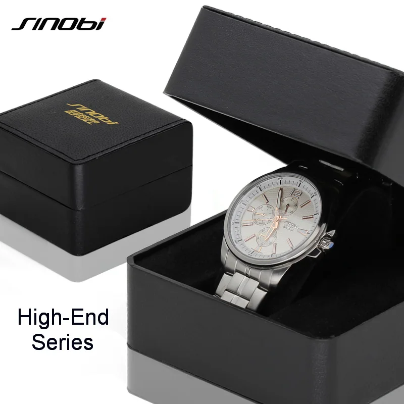 

SINOBI Men's Multifuncional Stainless Steel Watches Male Casual Sports Wrist Quartz rolex Movement Watches for Diving Relogio