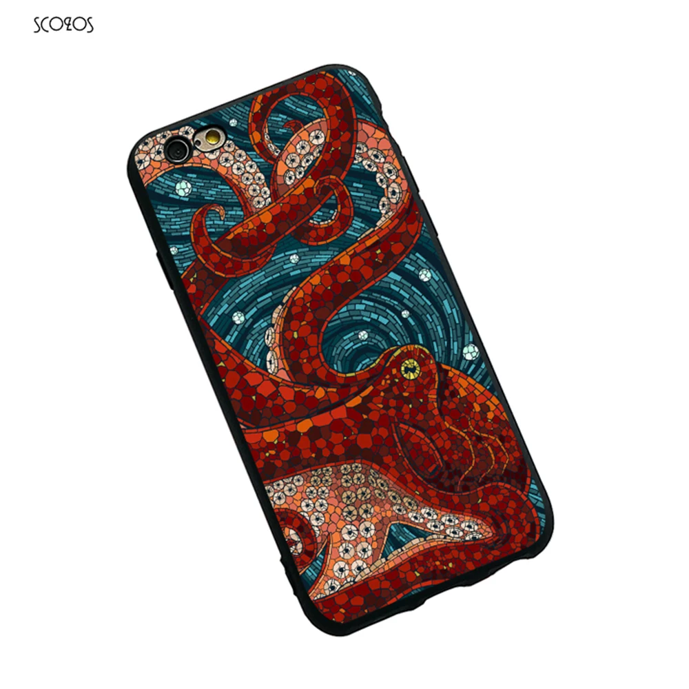 SCOZOS милые мозаика осьминог Силиконовый чехол для телефона мягкий Iphone X 5 5S Se 6 S 7 8