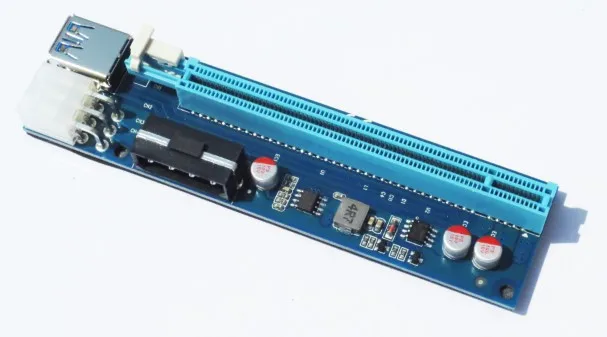 2 разъема PCIe PCI E Express Riser Card 1x к 16x USB3.0 кабель SATA 6Pin источник питания для BTC Miner