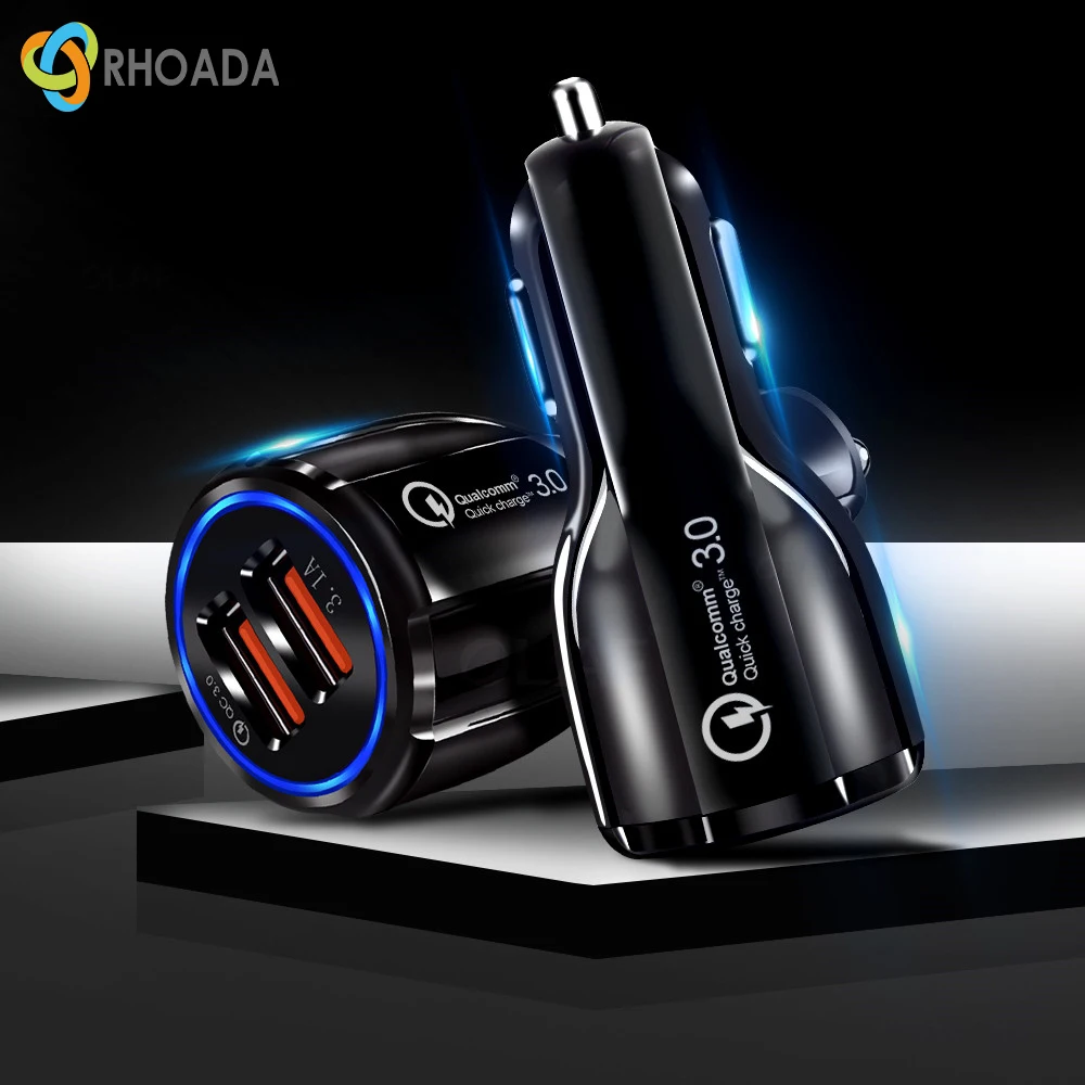 Car USB Charger Quick Charge 3.0 2.0 Mobile Phone Charger 2 Port USB Fast Car Charger for iPhone Samsung S10 Tablet Car-Charger
