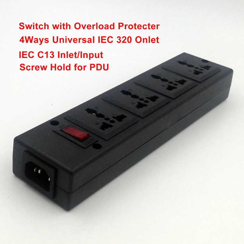 

4-Outlet Universal socket with overload protector,Circuit Breaker Switch,4 Ways Outlet extend PDU power strip