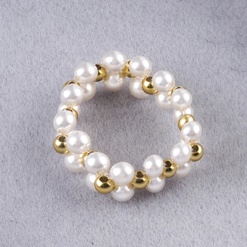 Black Elastic Women Rings Men Male Simulated Pearl Wedding Jewelry