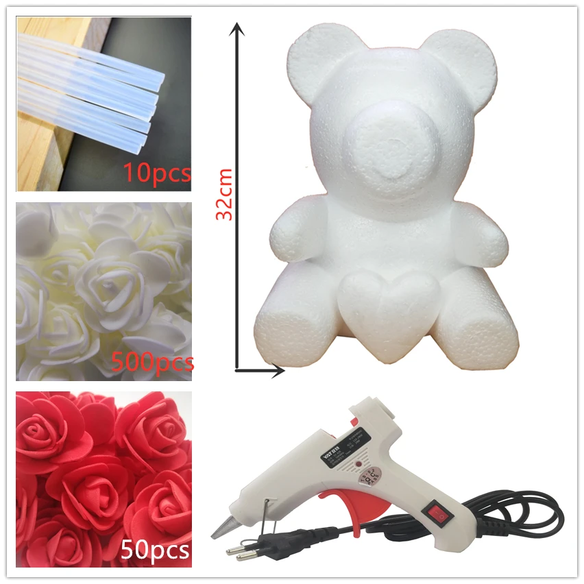 Подарок на день Святого Валентина, 38 см, романтическая искусственная Роза, плюшевый мишка для свадьбы, Подарок на годовщину, креативный подарок, сделай сам - Цвет: 38cm Milkywhite bear