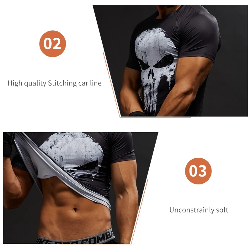 Superhero rashgard camisa do esporte dos homens