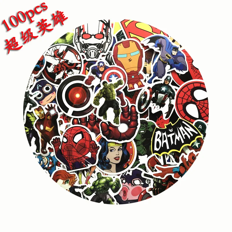 Новинка 100 шт./компл. водонепроницаемые наклейки Marvel для супер героя драдон мяч наклейка с человеком-пауком на ноутбук скейтборд багаж ноутбук автомобиль