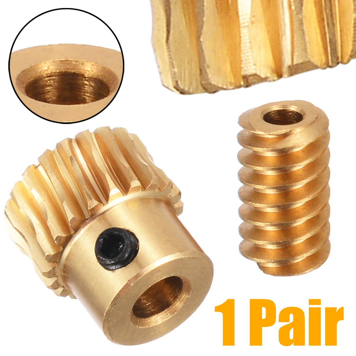 

High Hardness Motor Output Brass Worm Wheel Gear Gold Brass Worm Wheel 0.5 Modulus 1:10 Reduction Ratio Gear
