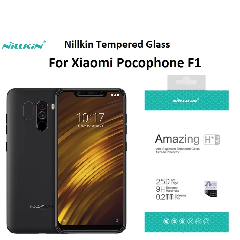 

For Xiaomi Pocophone F1 Screen Protector NILLKIN Amazing H/H+PRO 9H Tempered Glass Protector POCO for xiaomi 0.2mm 6.18inch