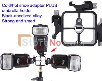 

Flashes 3 Triple Head Hot Shoe Flash Stand Adapter/Bracket/Mount Trigger/umbrella holder FOR 580EX 430EX SB600 SB900