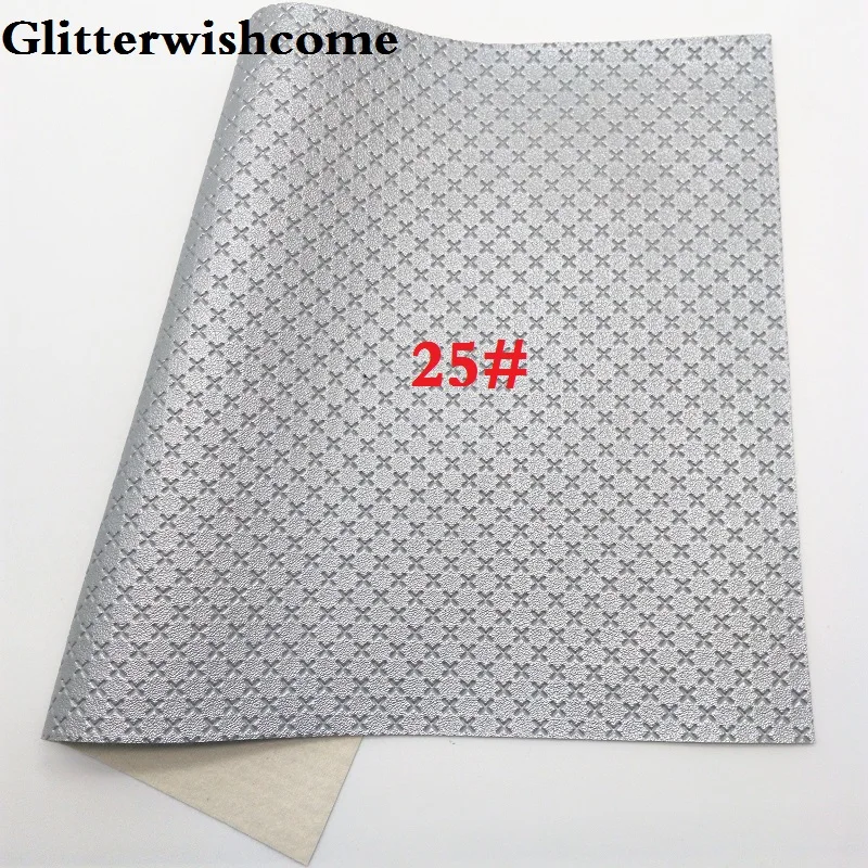 Glitterwishcome 21X29 см A4 размер винил для луков тисненый крест кожа ткань винил для луков, GM016A - Цвет: 25