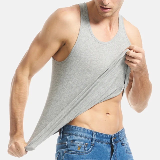 THREEGUN 100% Cotton O-Neck Undershirts Basic Men Bodybuilding Sleeveless Undershirt Fitness High Elastic Muscle Men Top 3 Color