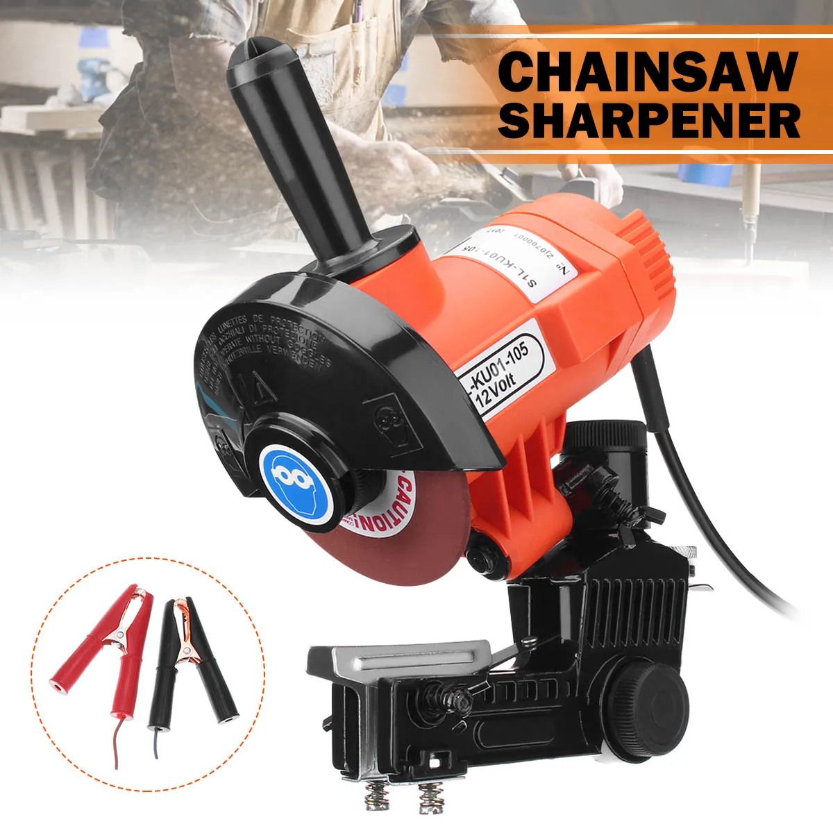 

85W 12V DC Chain Saw Blade Grinder with Guide Plate Clamp Electric Chainsaw Sharpener Bar Mounted Metal Woodworking Tool