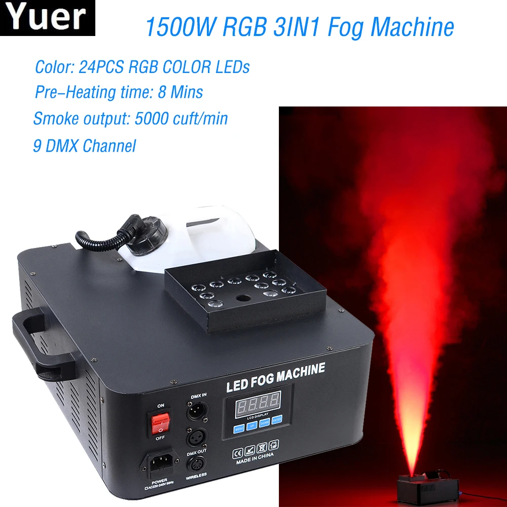 Professional DJ Equipment 1500W RGB 3IN1 Fog Machine Led Effects For Disco Party Club Halloween Decorations Stage Lighting | Лампы и