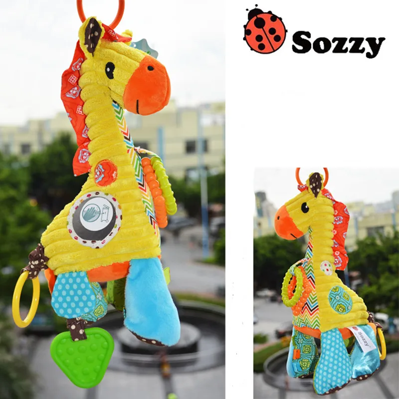 0-12 Months Baby Toys Cotton Infant Pram Stroller Hanging Rattles Plush Toys For Newborns Babies Animal Giraffe Educational Toy