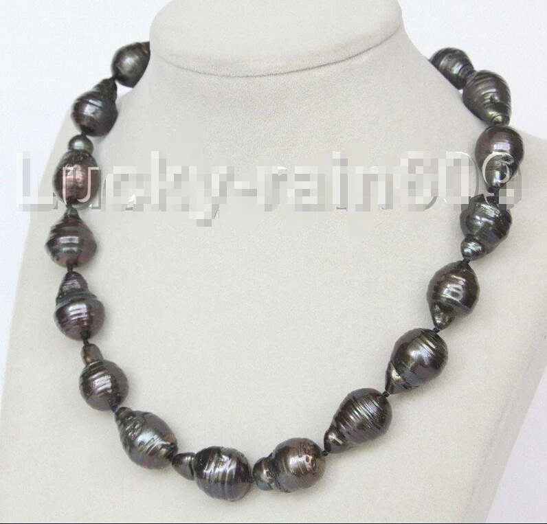 

AAA GENUINE BAROQUE 21MM BLACK SOUTH SEA TAHITIAN PEARL NECKLACE E9058^^^@^Noble style Natural Fine jewe SHIPPING (C0309)