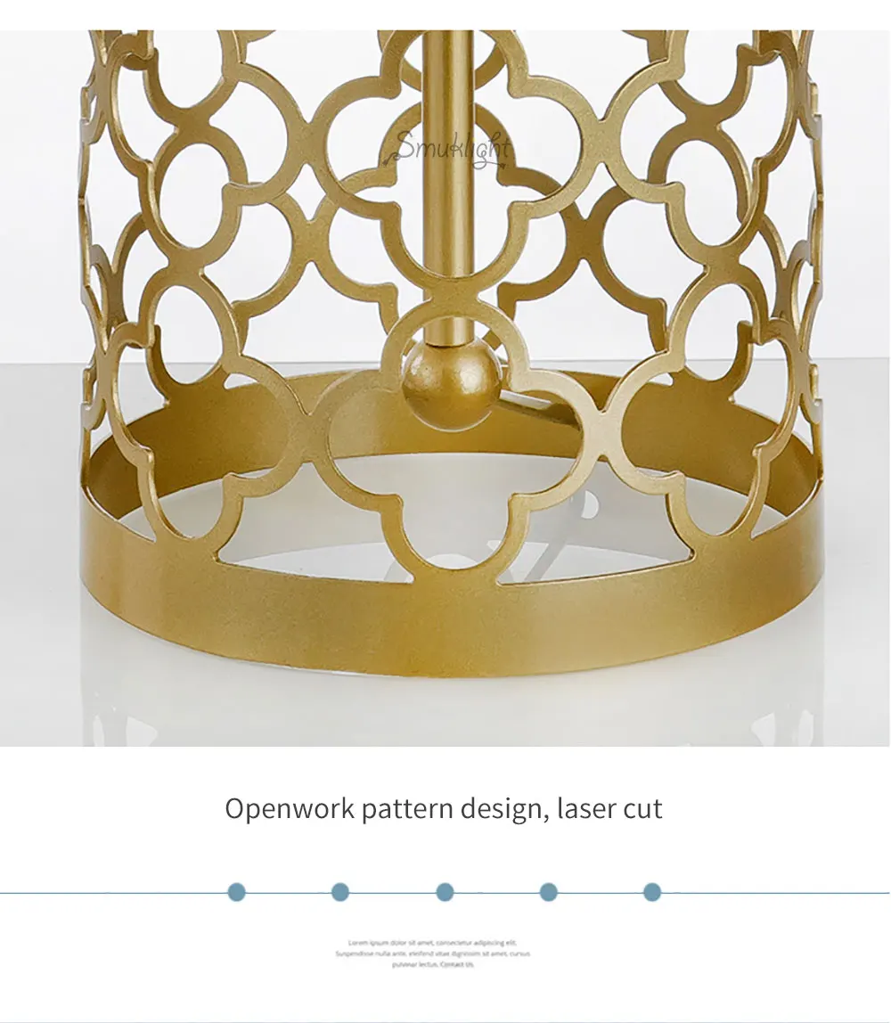 Американский современный простой золотой настольная лампа для гостиной прикроватная лампа пост современная творческая личность светодиодный полый металлическая настольная лампа