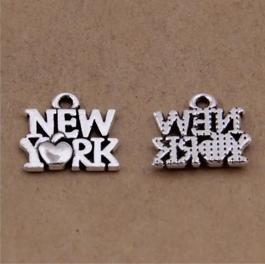 30pcs 13x14mm Antique silver tone New York Charms pendant in Pendants