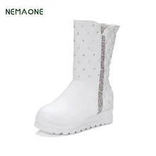 NEMAONE/Новинка года; женская зимняя обувь; женские ботильоны; Новые повседневные модные теплые женские зимние ботинки на плоской подошве; ; цвет белый
