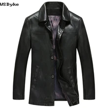 Весна Осень новинка тонкий отложной воротник Jaqueta De Couro Masculino Высокое качество черные Темно коричневые кожаные куртки для мужчин
