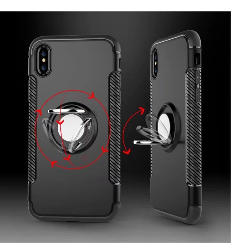 50 шт./лот для iphone 8 чехол Панцири крышка с кольцом мягкая силиконовая подставка ПК Жесткий противоударный антидетонационных В виде ракушки 5." с Подставки