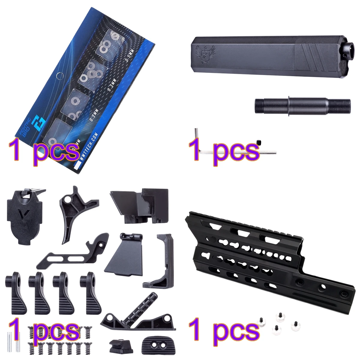 

MODIKER Nylon Magic Modification RIS/RAS/Rails +Metal Barrel Decorator +Body Small Kits for LH Vector Gen.2 Water Gel Beads