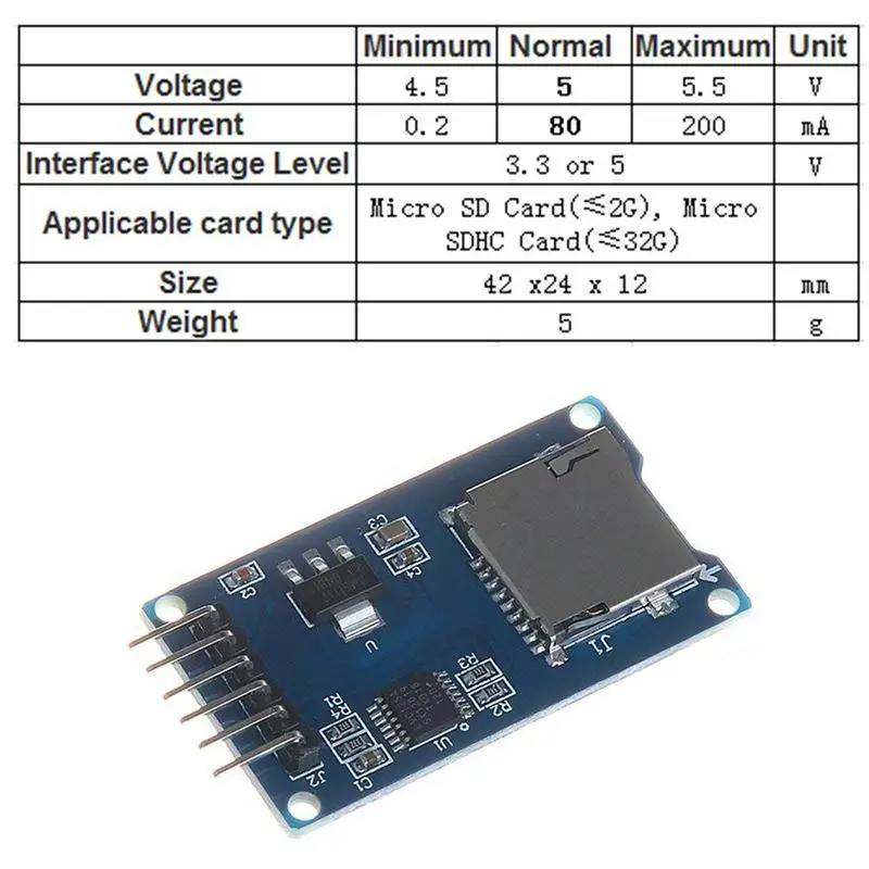 EastVita 5 шт. Micro SD карта SDHC Мини TF кардридер адаптер модуль для Arduino