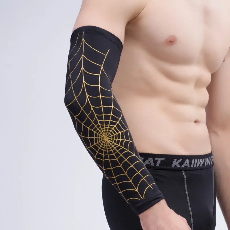 

1 Pair Sports Elbow Pads Running Cycling Arm Warmer UV Protection Basketball Spider web Arm Sleeve Non-slip Bicycle Arm Cover