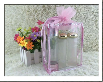 

size:14*8*18cm Pink Gift bag Universal transparent packaging Cosmetics trial outfit PVC sample bag.100piece\lot