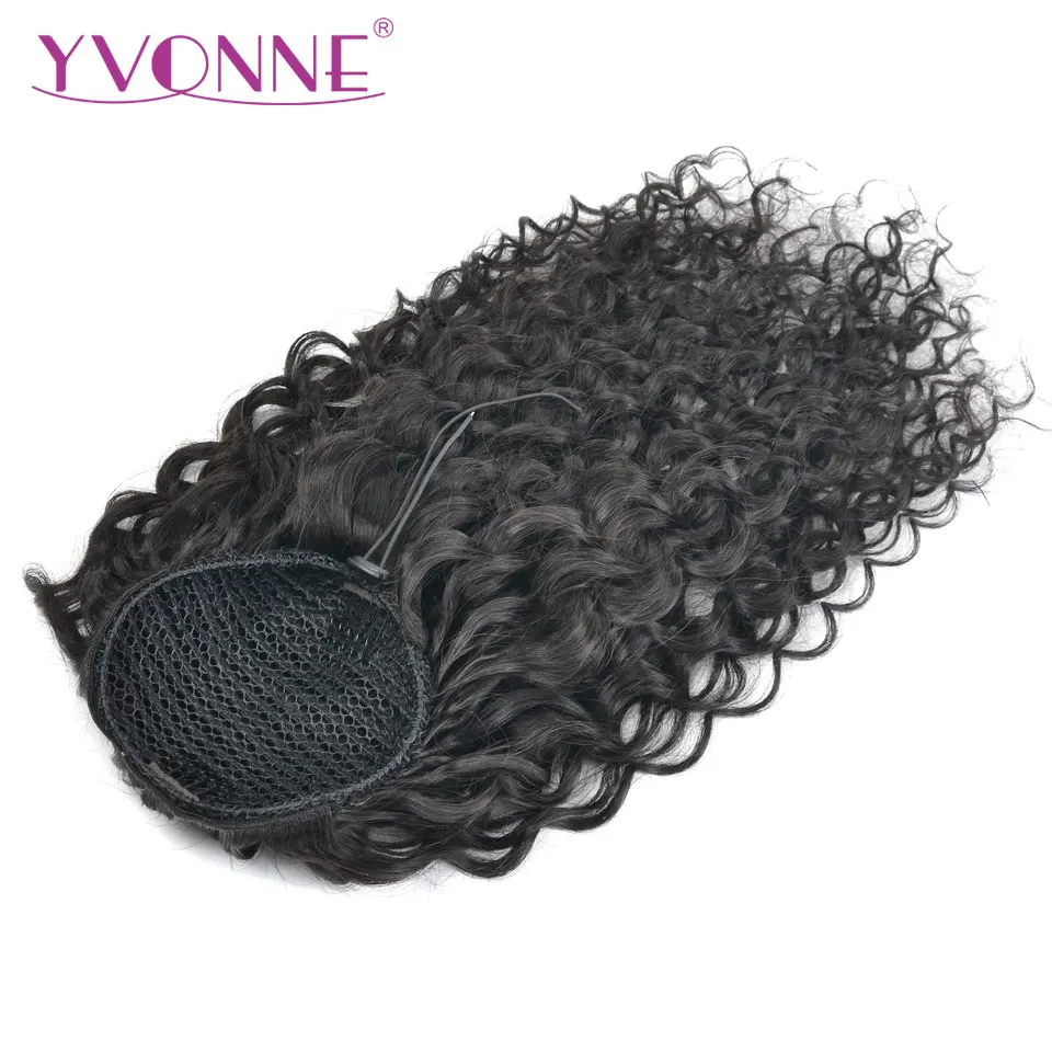 

Yvonne Italian Curly Drawstring Ponytail Human Hair Clip In Extensions Brazilian Virgin Hair Natural Color 1 Piece