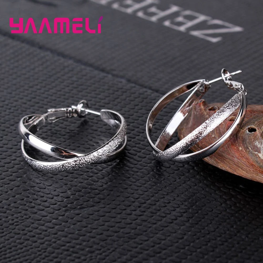 Индивидуальные большие круги 925 серебряные серьги-кольца для женщин Мода 925 Серебро& золото& rosssejewelry трендовые серьги подарок