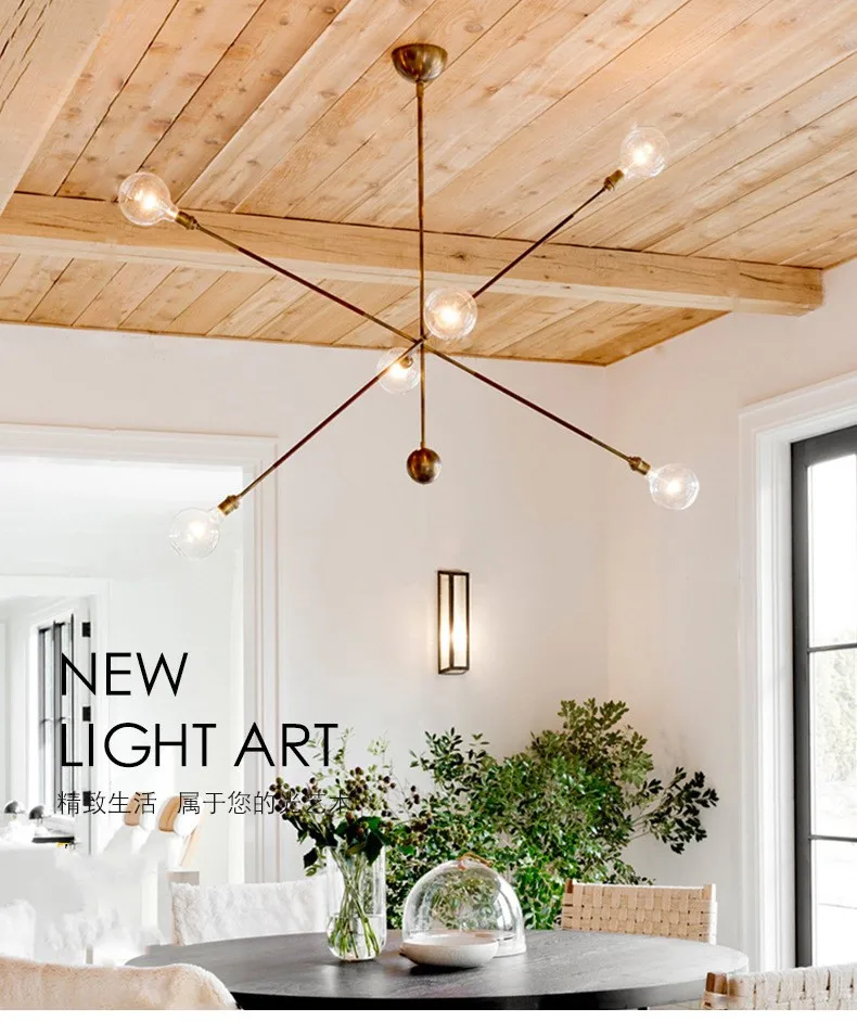 

Nordic Loft Creative Geometry Chandelier Concise Designer Living Room Bar Kitchen Simple Coffee shop Led Hanging Light Fixtures