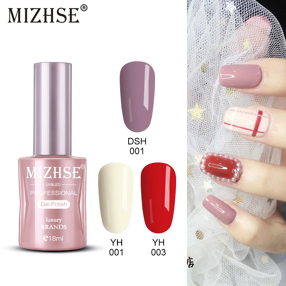 

MIZHSE UV Nail Gel Polish 3Pcs Vernis Semi Permanant UV Primer Nail Top Coat With Nail Polish Set Pure Color Acryl Gel