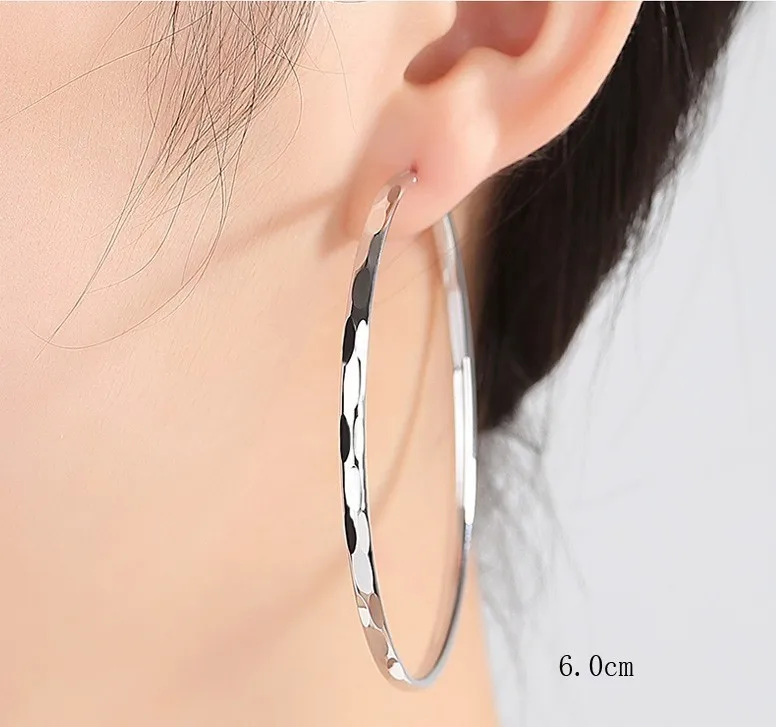 

Wjpeng silver Trendy Large Hoop Earrings Circle Earrings Basketball Celebrity Brand Loop Earrings for Women Jewelry