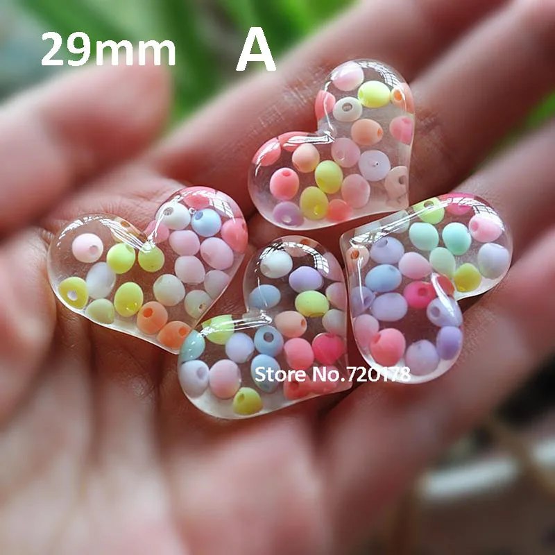 

Heart with beads in it flat back resin cabochon 40*28mm 48pcs YZR476