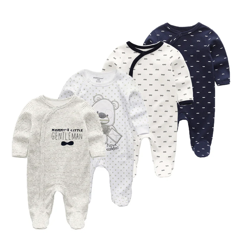 4 шт./лот Одежда для новорожденных с длинным рукавом Для мальчиков и девочек детские комбинезоны хлопок комбинезон de bebe костюмы - Цвет: RFL4151