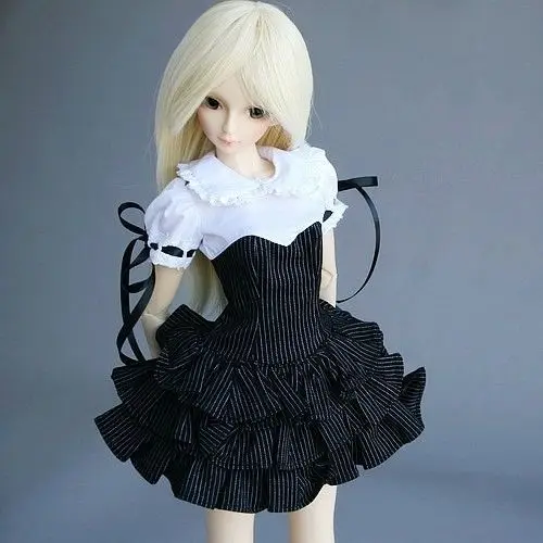 

[wamami] 244# Black Stripe White Collar Dress/Suit 1/3 SD DZ DOD BJD Doll Dollfie