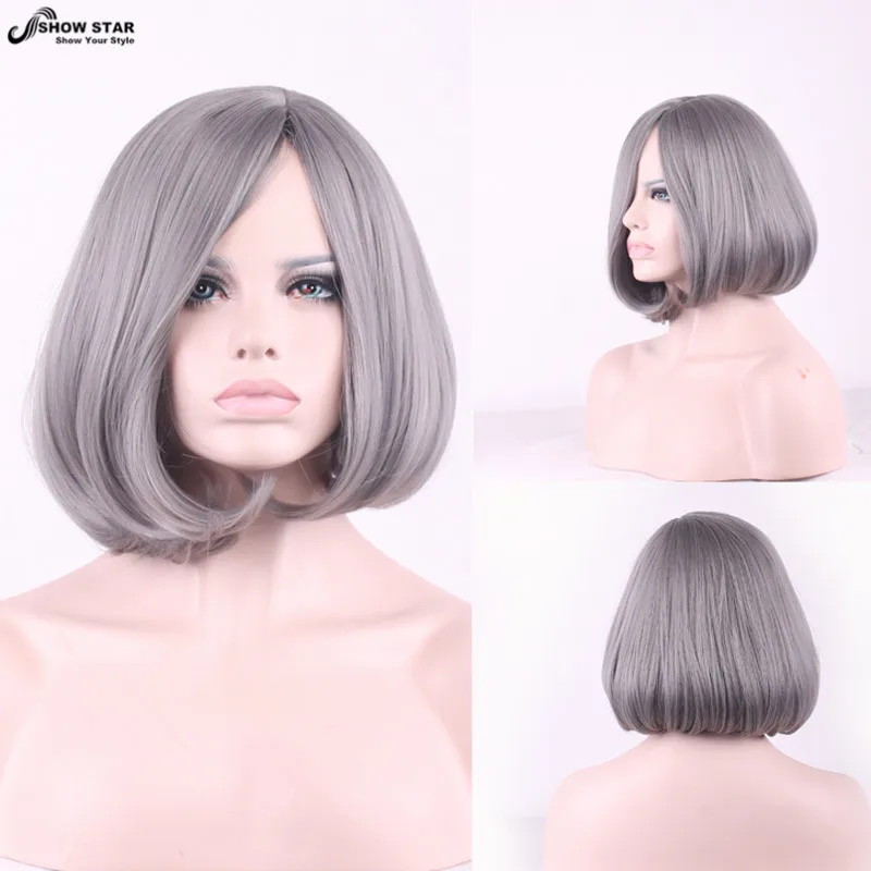 High Quality Silver Grey Wig Cheap Wig for Women Cosplay Anime Bob