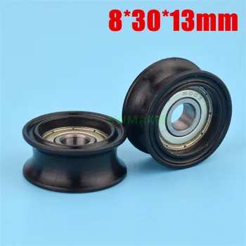 

10pcs 8*30*13mm groove U type 608 package plastic bearing pulley, POM, elevator 12mm track wheel