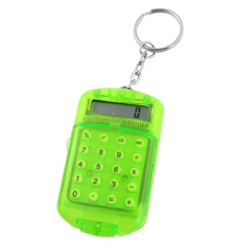 YOC Clear Green Plastic 8 Digits LCD Display Mini font b Calculator b font w Keyring