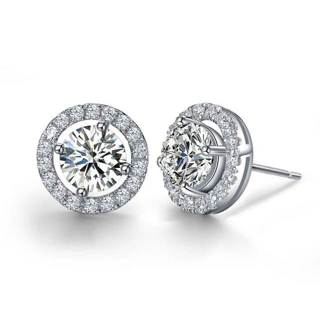 Best Quality 925 Sterling Silver 4 Carats Nscd Lab Diamond Stud Best Quality 925 Sterling Silver 4 Carats Nscd Lab Diamond Stud Wedding Earrings Engagement