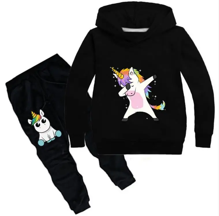 New Children's Set Children's Hoodies+ Pants 2 Pcs Tracksuit Boys And Girls Spring Autumn Unicorn Take Off Gesture Clothing Set - Цвет: style 8