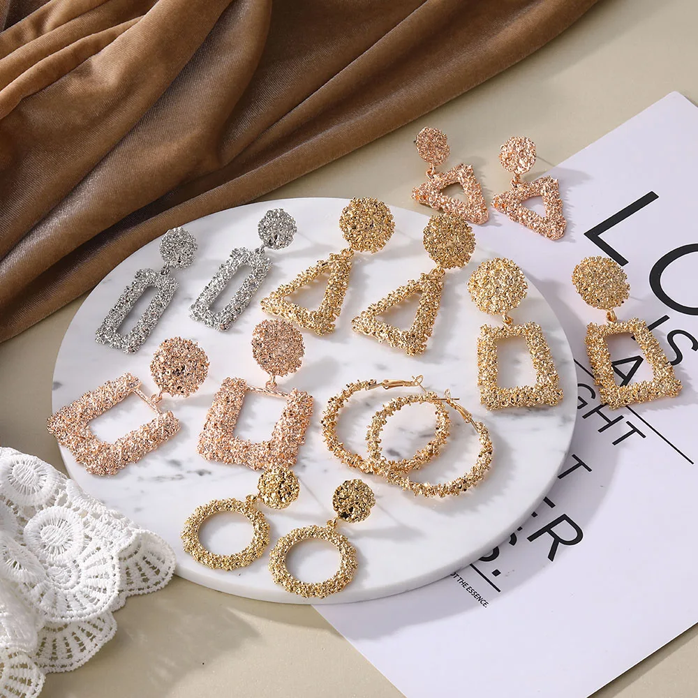 AILEND fashion geometric rose gold hanging earrings female models new Brincos hollow metal charm earrings jewelry Christmas gift AILEND fashion geometric rose gold hanging earrings female models new Brincos hollow metal charm earrings jewelry Christmas gift